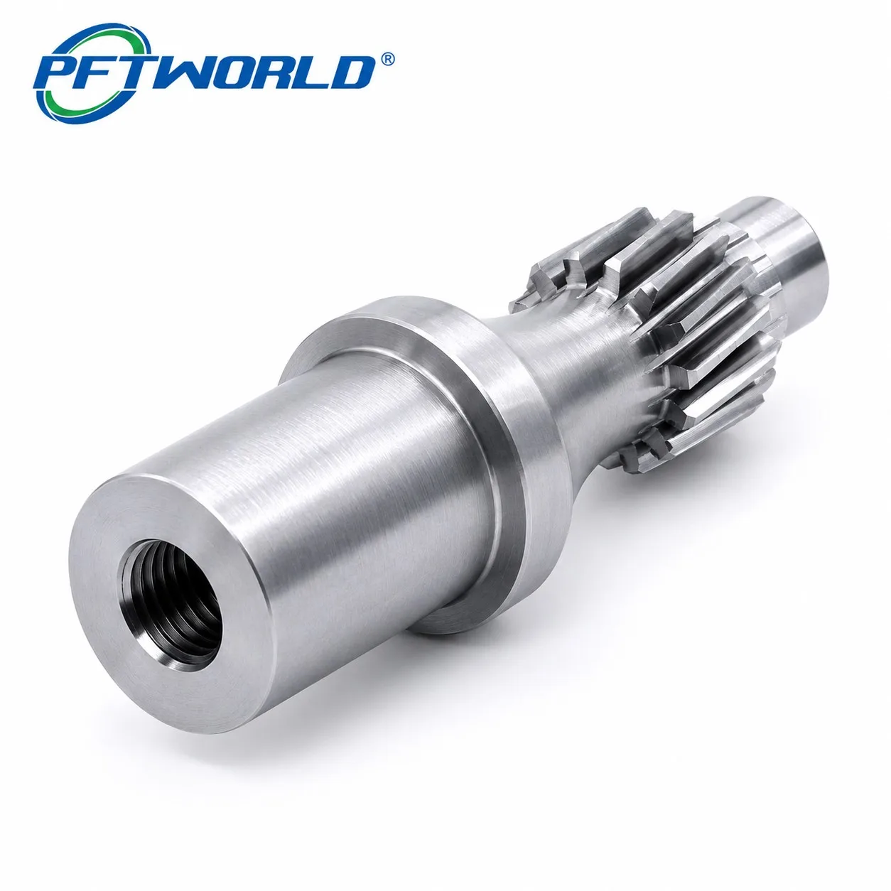 PFTWORLD precision CNC machined stainless steel gear shaft