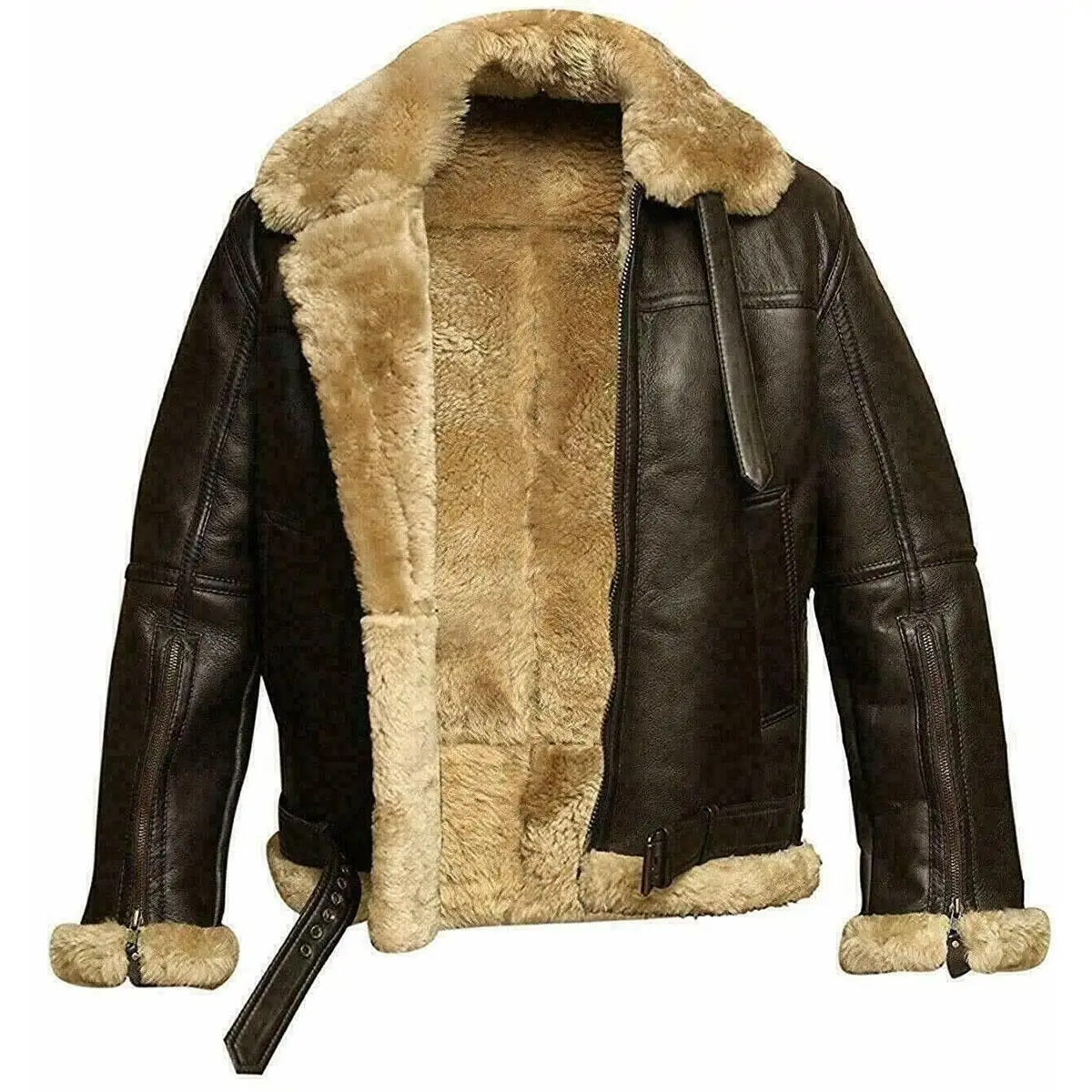 New Style Bomber Shearling Leather & Fur Jacket for Men High Quality Jackets for men