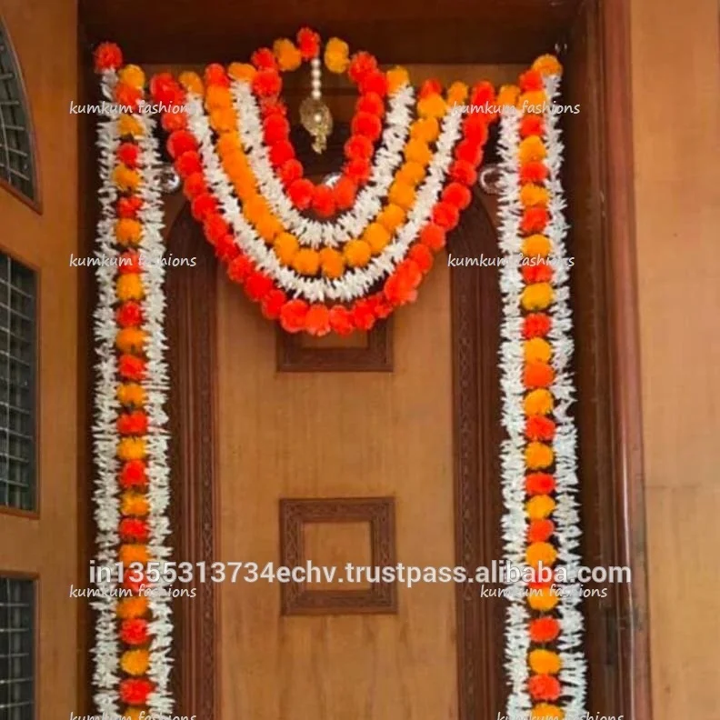 Decoration of doors with marigold flowers Stock Photos - Page 1 : Masterfile