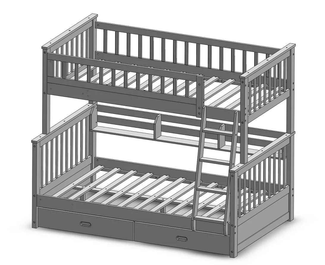 Super Product 2,4m Customized Bunk Bed Wooden Bedroom Furniture For