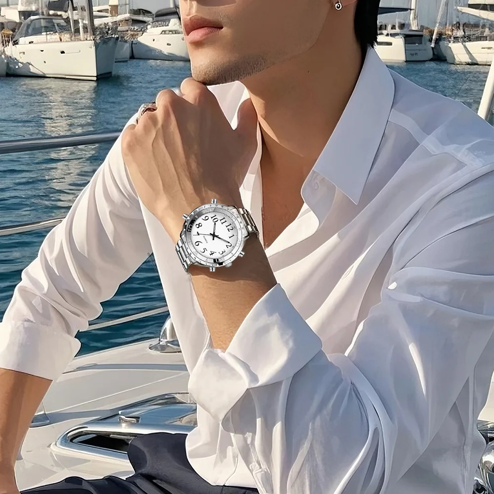 Multi-functional Analog Digital Talking Blind Watch Arabic Numerals Dial Custom logo Watches Wholesale Cheap Talking Watches