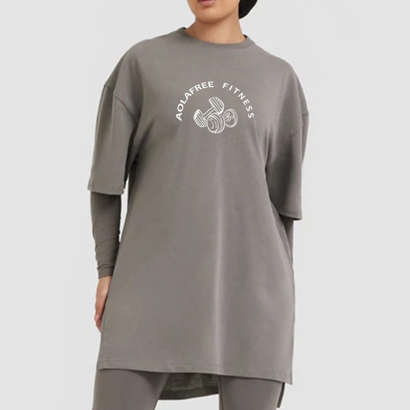 Aola Custom High Quality Islamic Modest Sportswear Active Wear Muslim Loose Top Workout Running Gym T Shirt for Women