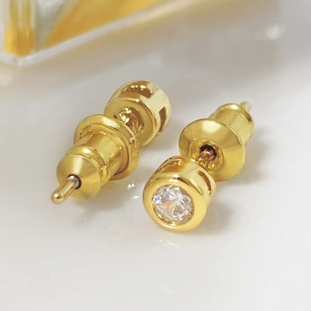 Foxi Mini Earrings Studs Women 18K Gold Plated Cute 4MM Small