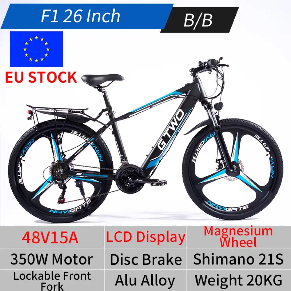 GTWO F1 26inch Electric City Bike with 350W 48V 15Ah Motor Aluminum Alloy Shimano 21S LCD Display