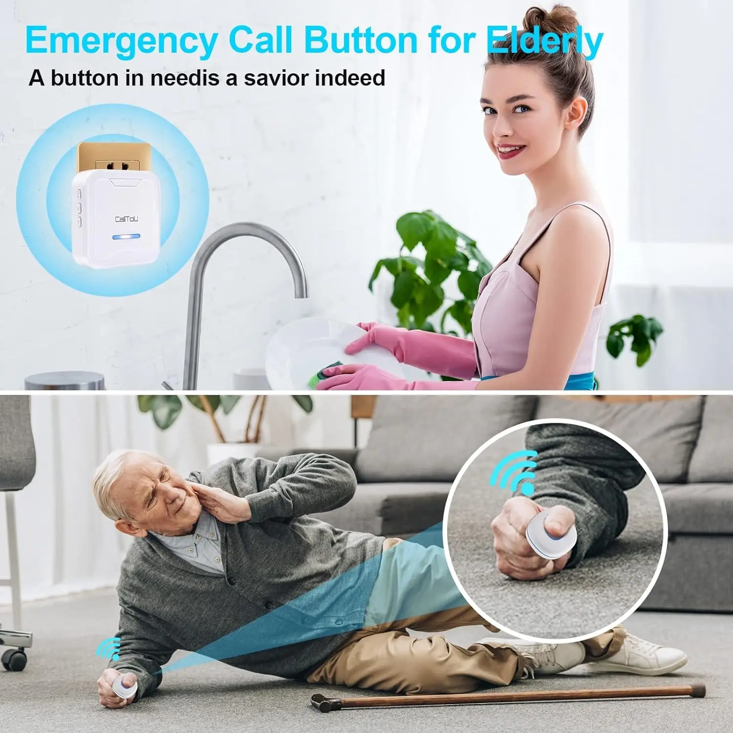 203 Design Daytech Smart LED IP44 Waterproof Wireless Door Bell Chime Long Range Distance Door Ring for Hotels and Hospitals