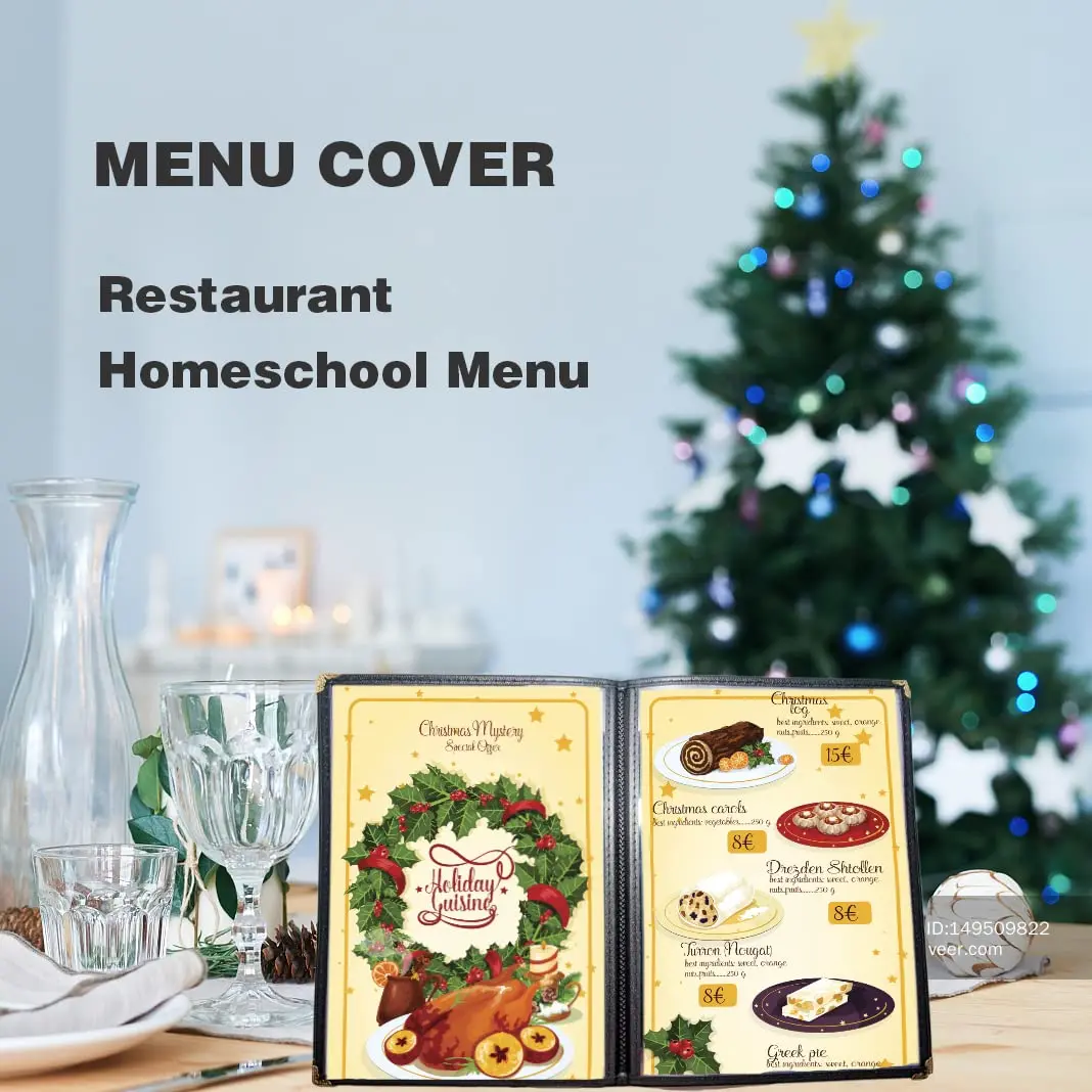 Durable Transparent PU Leather Menu Sleeve 4-Page 8-View A4 Size Restaurant Menu Cover for Hotels