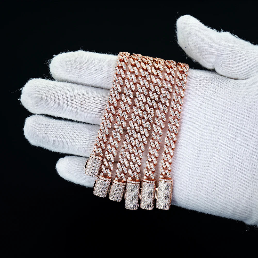 Miami 6mm Cuban Link Bracelet 18k Rose Gold Plated 925 Silver Men Women Pave Vvs1 Mossanite Moissanite Hip Hop Jewelry Luxury