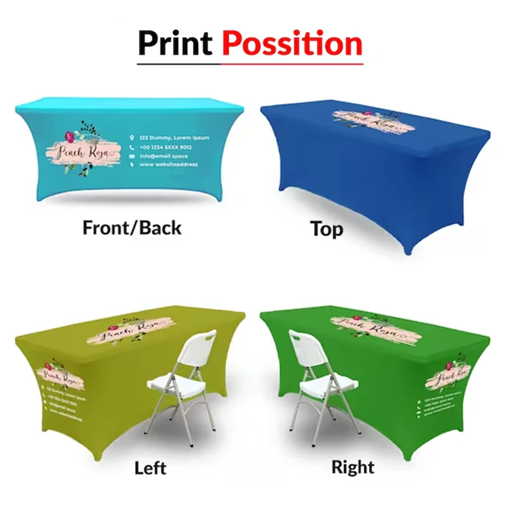 Fitted Trestle Table Cover Custom Rectangular Adaptable Elastic Tablecloths for Business Sign