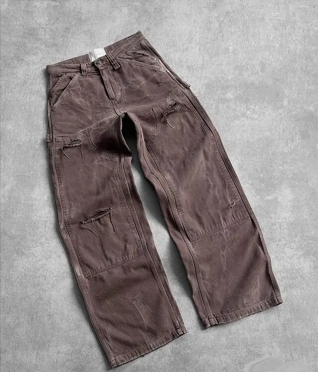 【U LAN】Bone Dirty Paint Damage Carpenter Denim Pants U LAN】Bone Dirty Paint Damage Carpenter Denim Pants Bone