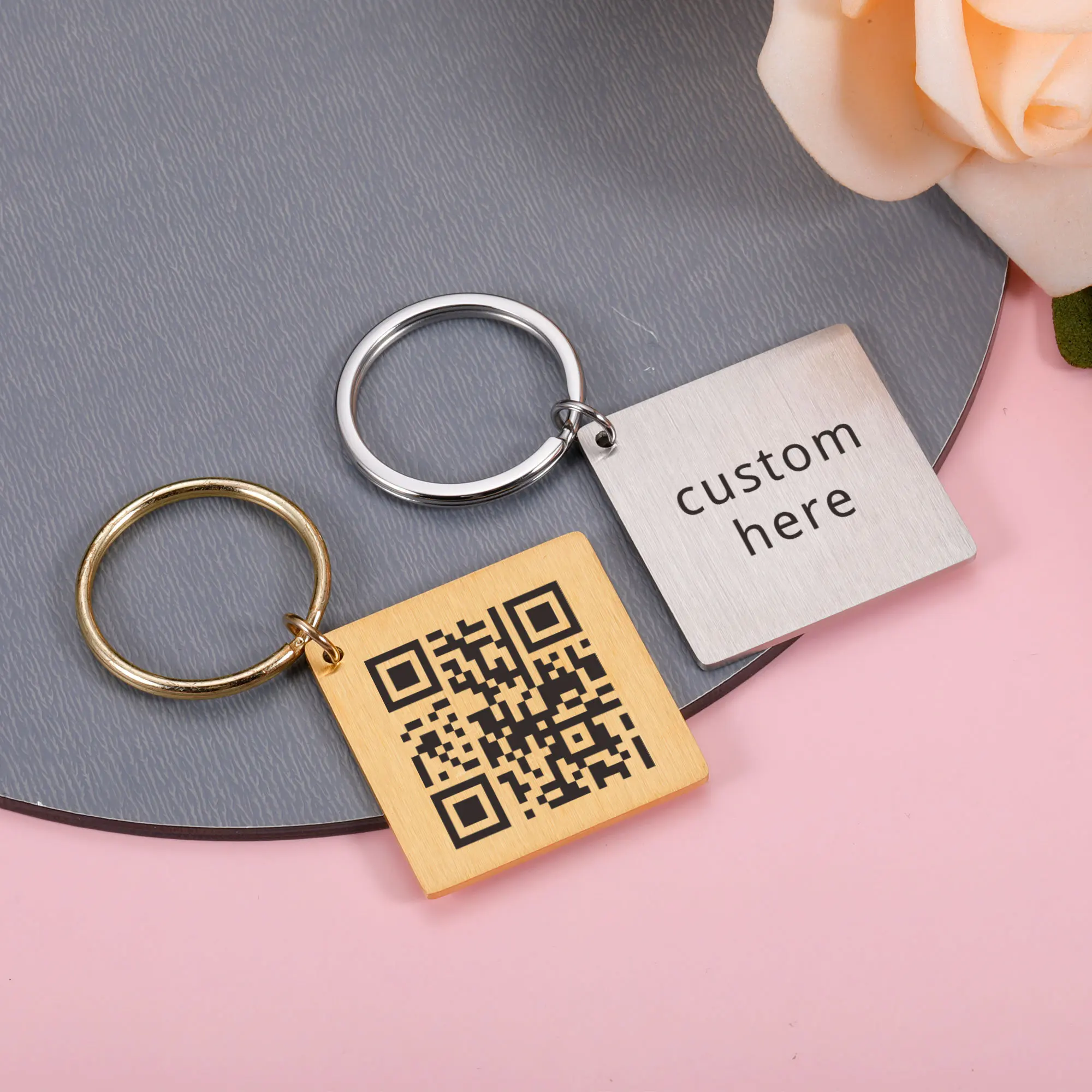Custom QR Code Keychain Favourite Song QR Scan Keyring Spotify Music Keychain