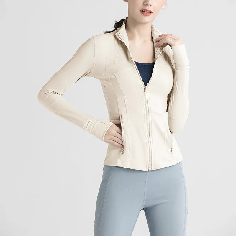 2024 New Trend Gym Yoga running Top Slim Fit Long Sleeve Women's Sports Jacket with Thumbhole