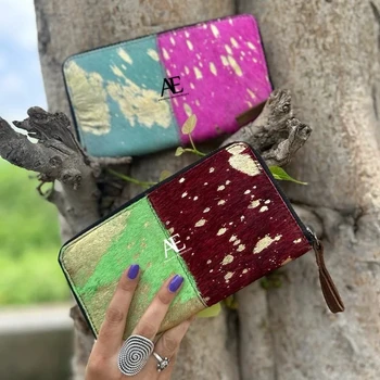 New Handmade Recycled Metallic Fur Leather Women Clutches Western ...