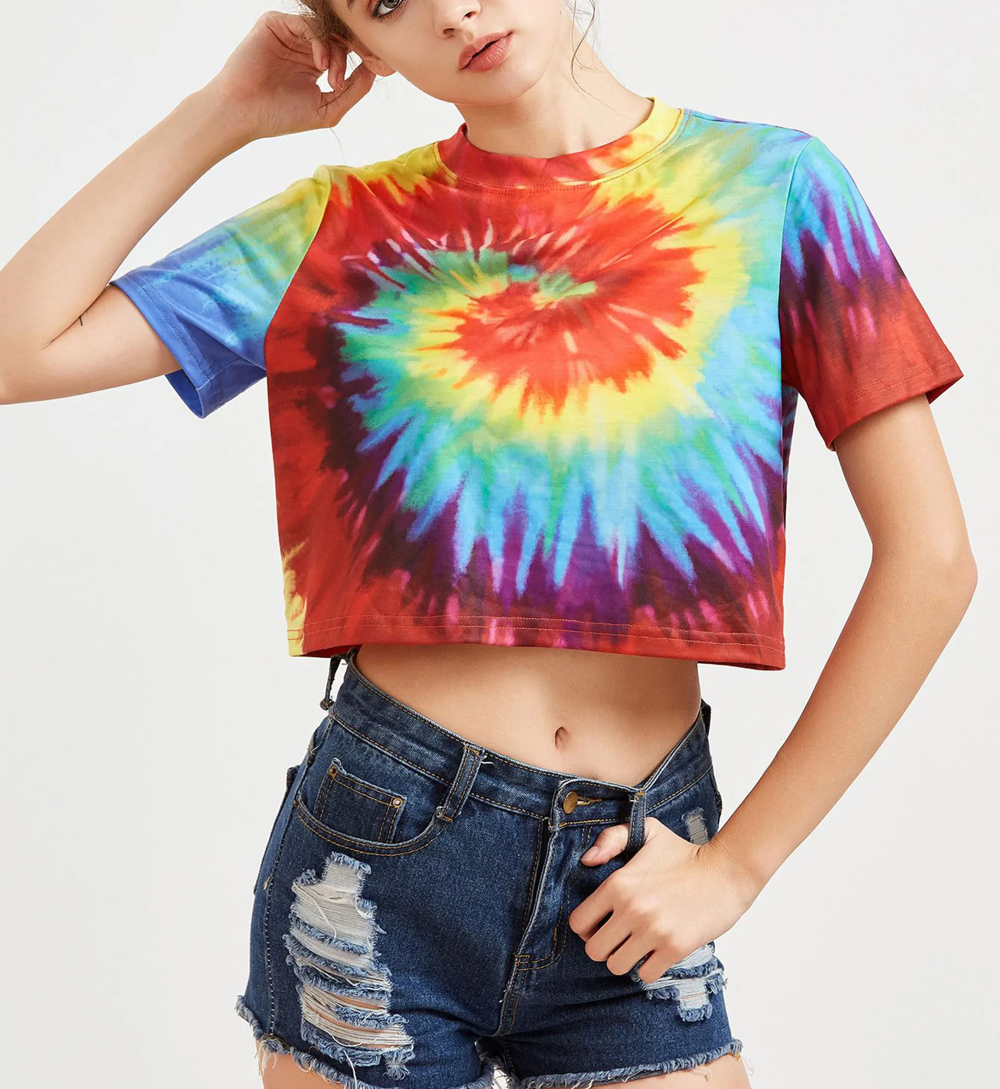 Buc-ee's Crop Top Softball Shirts Tie-Dye Neon Crop / Small