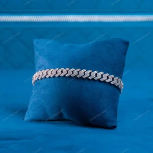 8mm 7inch Square Design Moissanite Cuban Link Sterling Silver Hip Hop Bracelet Iced Jewelry for Men's Party Occasion