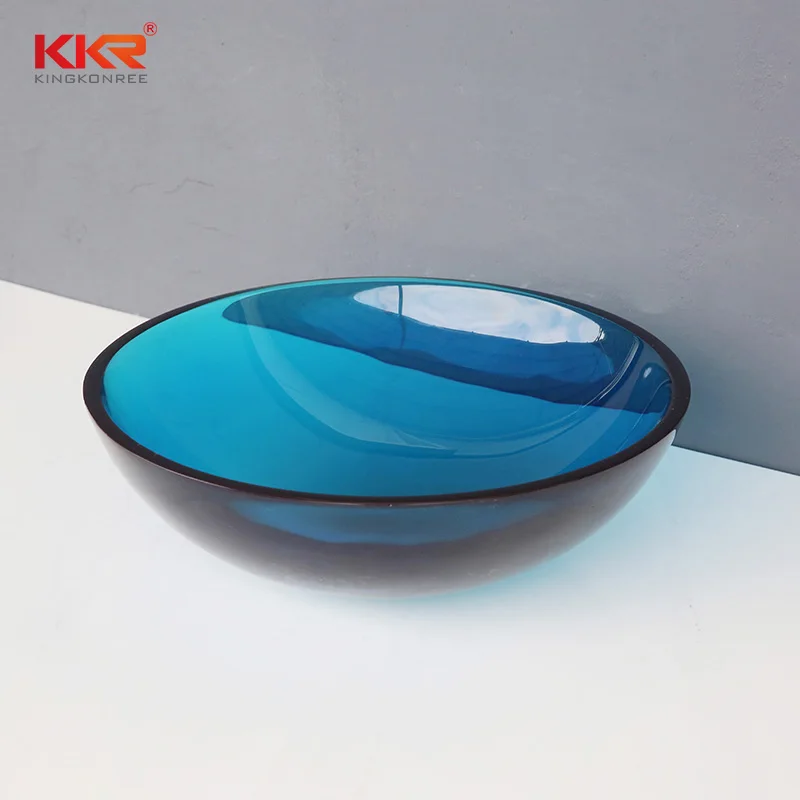Kingkonree Artistic Transparent Colorful Basin Unique Clear Resin Countertop Sink for Creative Bathroom Designs