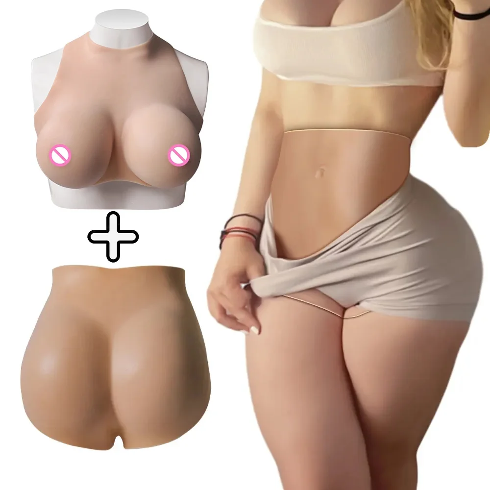 Male to Female Crossdressing Artificial Silicone Boobs and Fake Vagina Pants for Man to Woman Cosplay Transgender