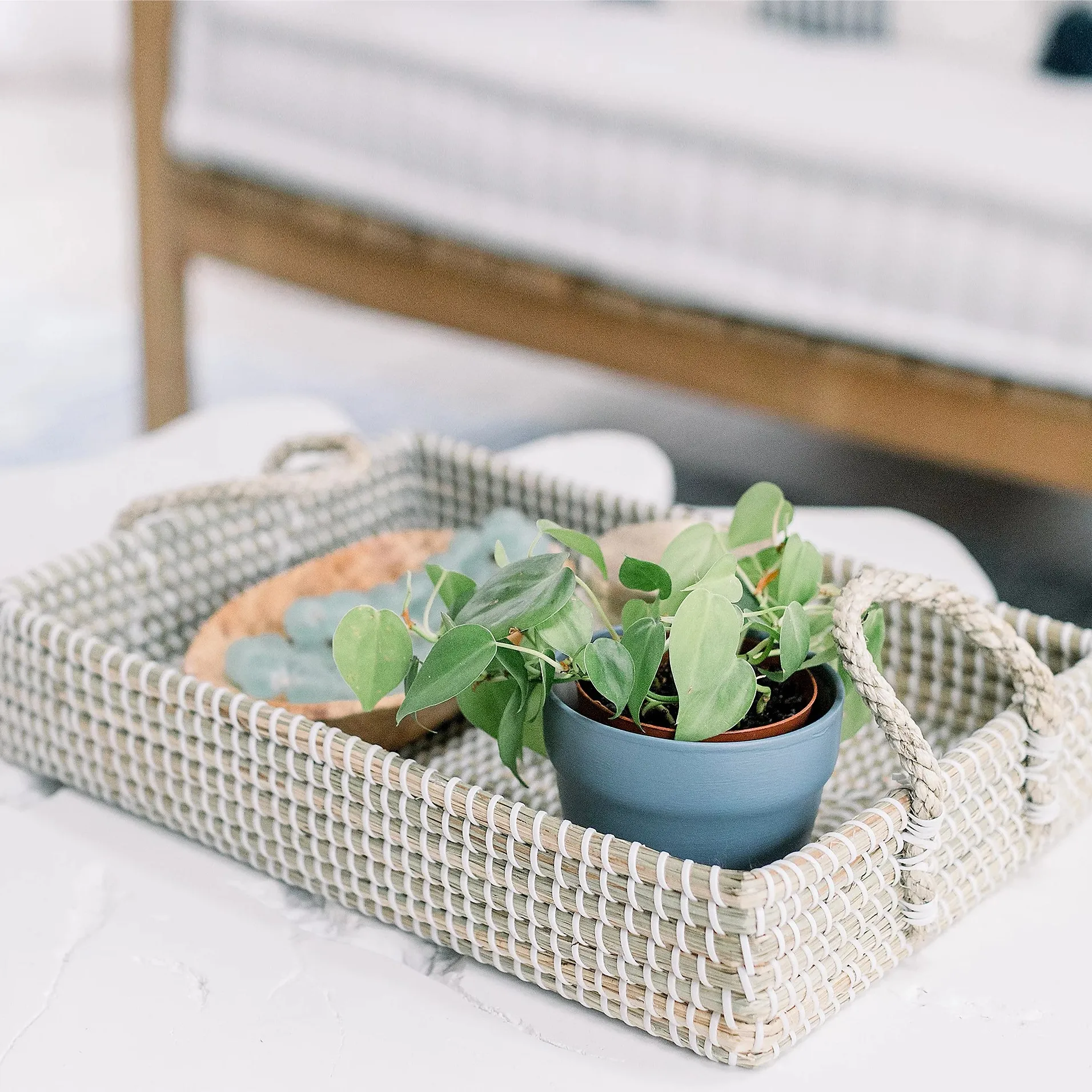 Excellent Beautiful Best Price Handwoven Rectangular square Seagrass Serving Tray From Vietnam