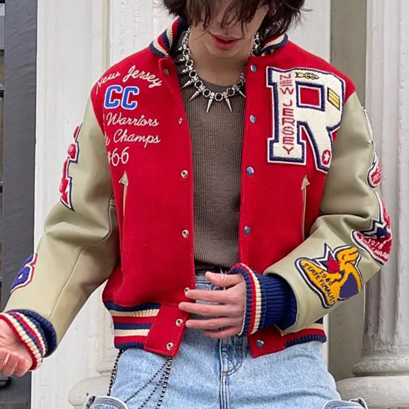 High Quality Custom Varsity Jacket for Men Stand Collar Windbreaker With Zipper Closure Autumn Fashion Streetwear Vintage Style