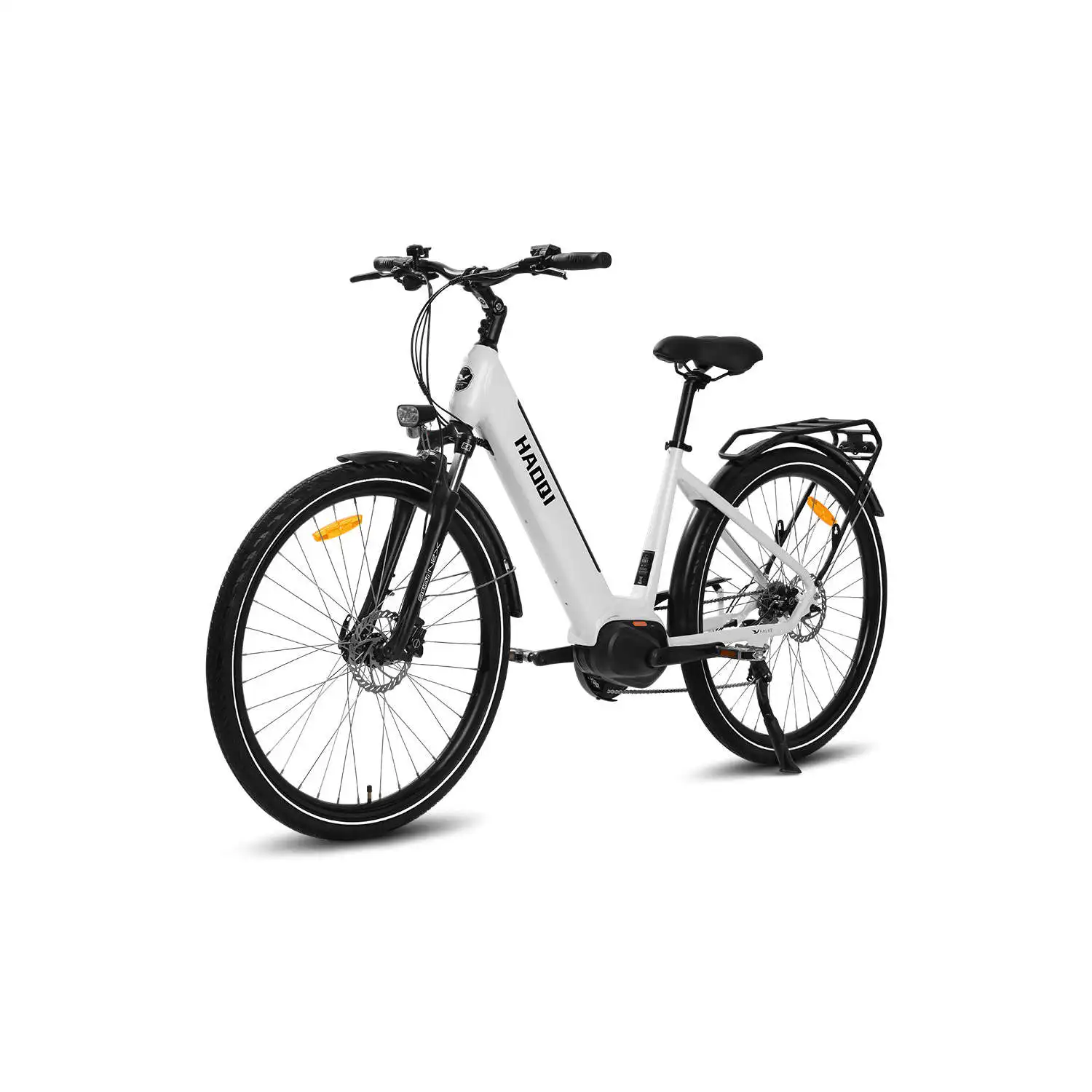 HAOQI Falke Step Thru Electric City Bike 250W 48V 15Ah Integrated Battery 50km Range with Central and Rear Hub Motors