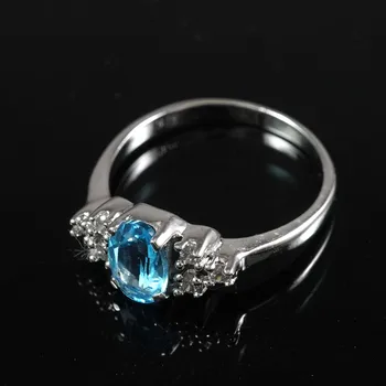 Latest New Design Natural Blue Topaz 925 Sterling Silver Ring Fine Jewelry Woman Wadding Silver Jewelry Gifted Party Ring