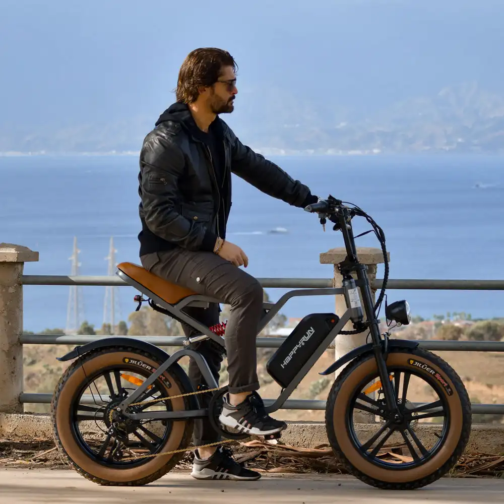 Happyrun G60 Tank 1500W Electric Bike with Integrated 250W Motor Fat Tire All Terrain 60KM Range Electric Cycle Motorcycle