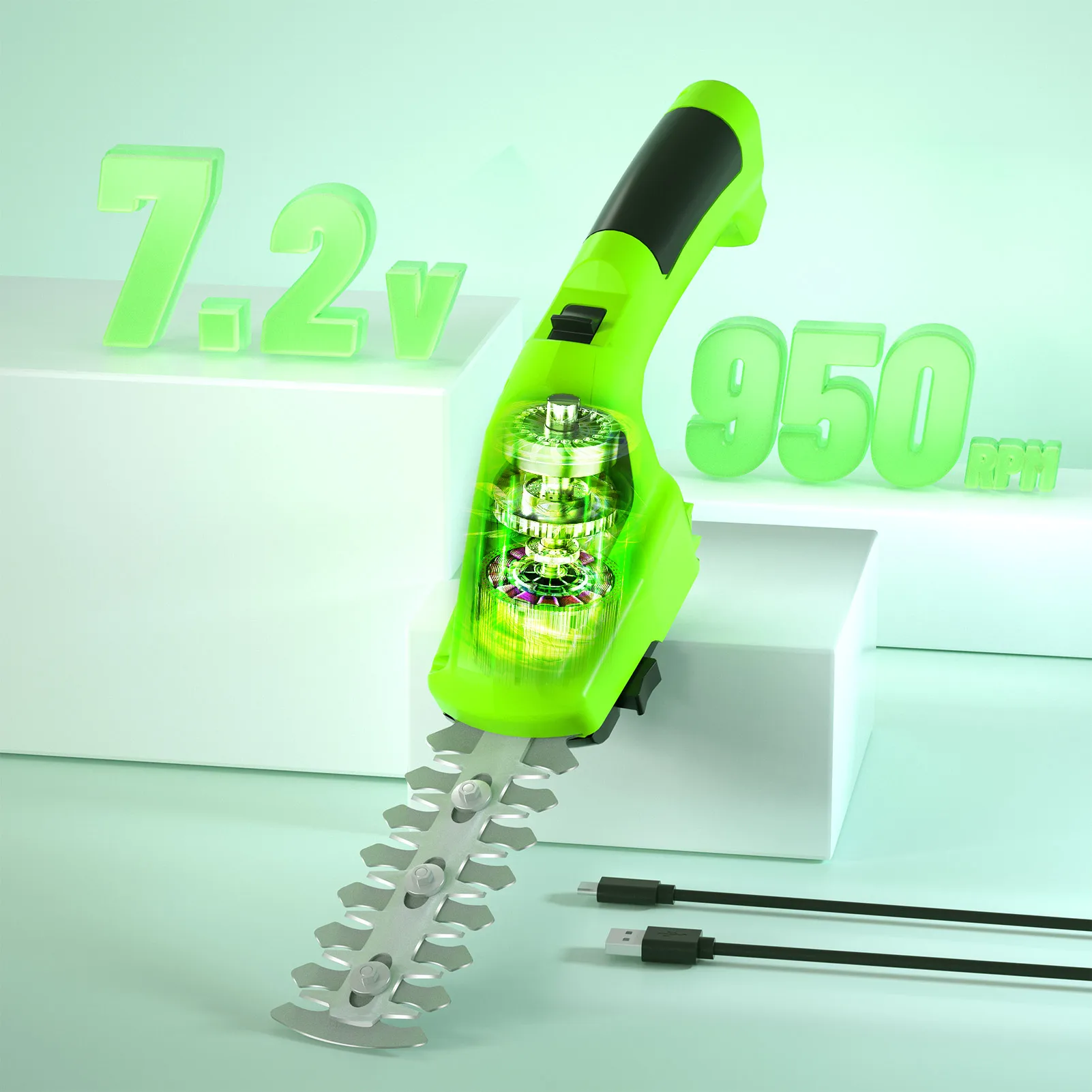 电动树篱剪2合1充电修枝剪割草机锂电池单手树篱修剪器园林工具