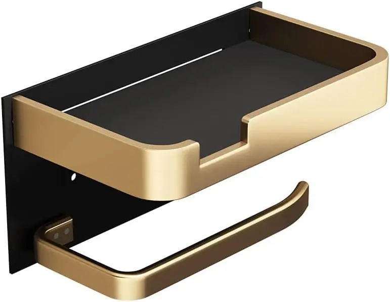 Toilet Paper Roll Holder With Shelf Aluminum Toilet Paper Dispenser No