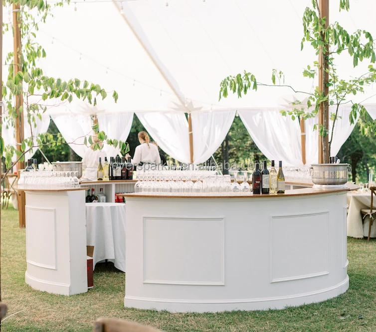 Event Furniture Rental Customize Wood 1/4 Round White Bar Counter