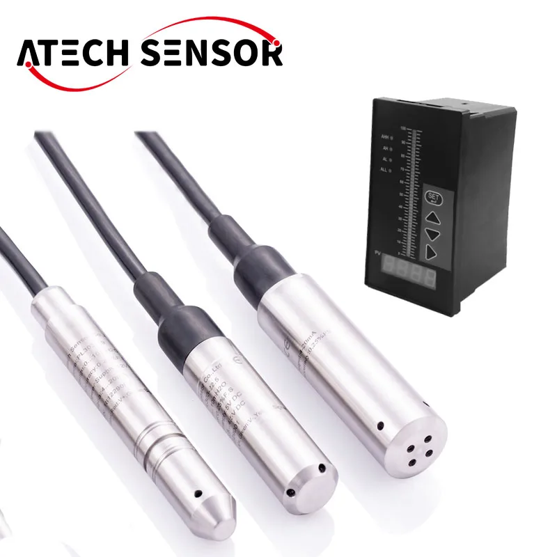 Atech Groundwater Deep Bore Well Hydrostatic Low Borehoel Ground Water Level Sensor in the Well Submersible Level Sensor