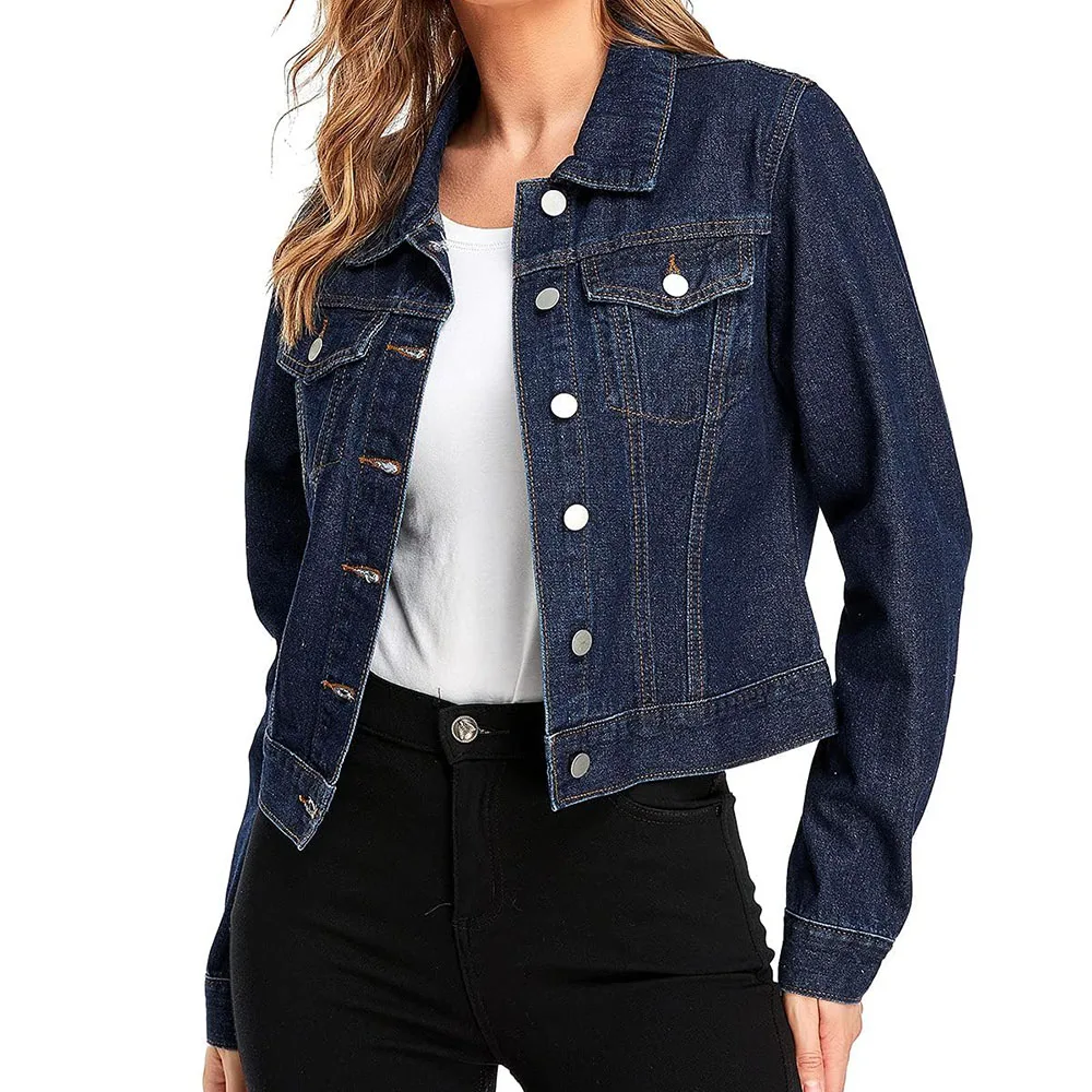 Women's Jacket Cropped Jean Fashion Short Denim Jacket Lightweight