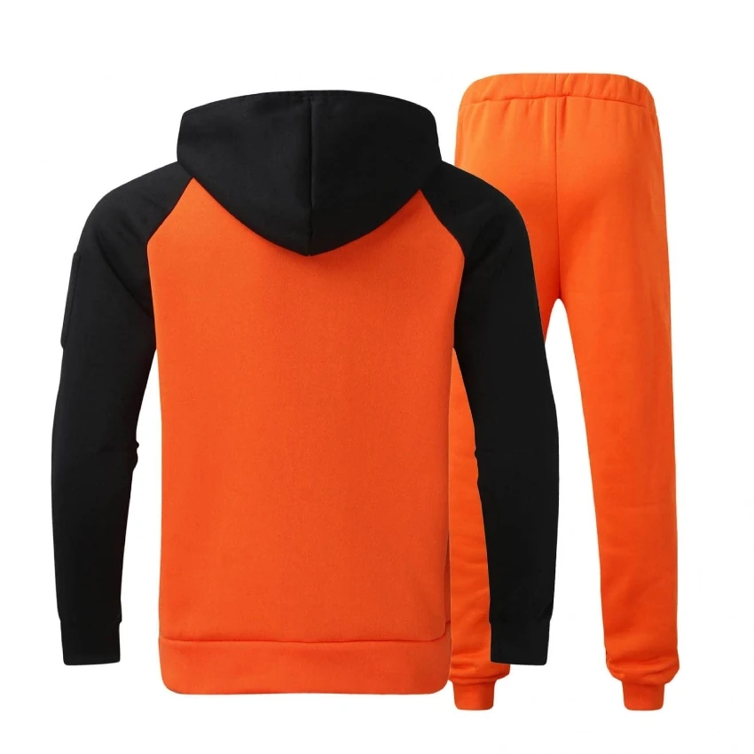 Sports Hoodie Spring Embroidery Sweatshirt Color Combination Gym Long Sleeve Custom Sweatpants 2 Pieces Hooded Tracksuit for Men