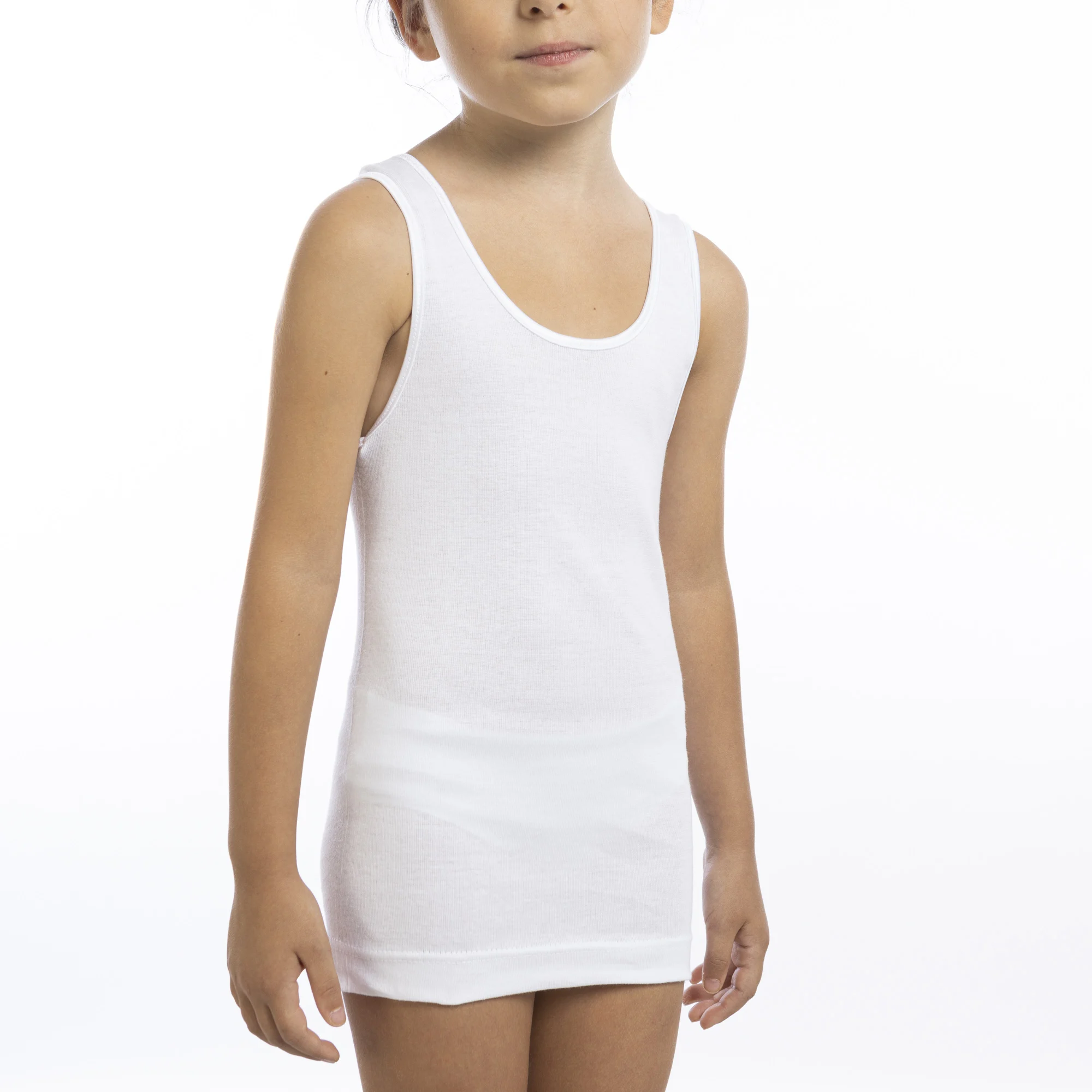 Italy Product - Wide Shoulders Girl's Undershirt Tank Top With Satin ...