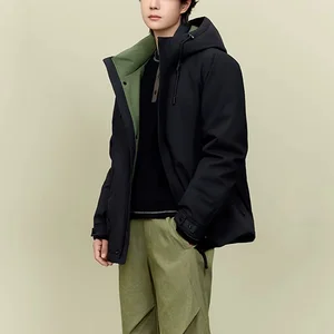 Men's Winter Warm Water Repellent Windproof Waterproof Outdoor Jacket Hood Stand Collar Zipper Closure Lightweight for Couples