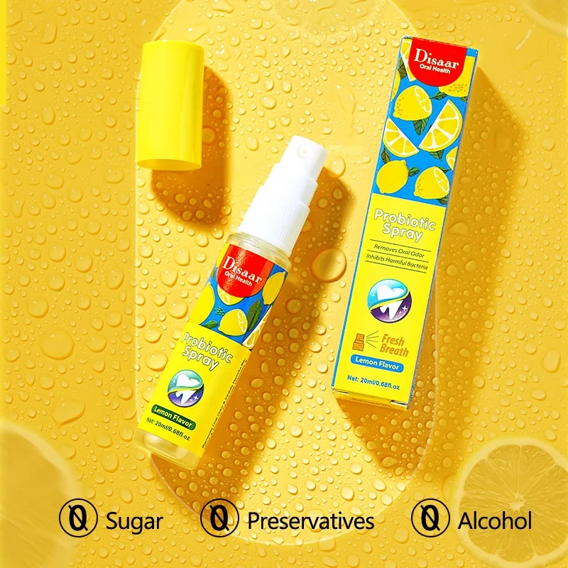 20ml Probiotic Fresh Breath Spray Lemon Flavor Refreshing Mouth Spray for Bad Breath