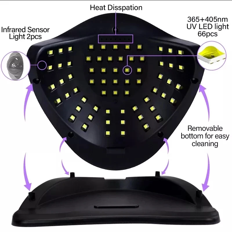 66LEDs Powerful UV LED Lamp for Nails 280W Nail Dryer for Curing With Motion Sensing Nail Salon Equipment
