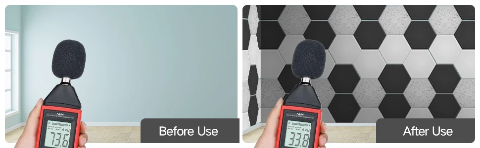 High Density 30*30cm Self-Adhesive Acoustic Panels 12 Pack Stylish Hexagonal Design Flame Resistant Living Room Bedroom Hotel manufacture