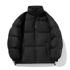 Wholesale Men's Casual Winter Reversible Plus Size Puffer Jacket Outdoor Solid Color Custom Logo Warm Thick Zipper Closure