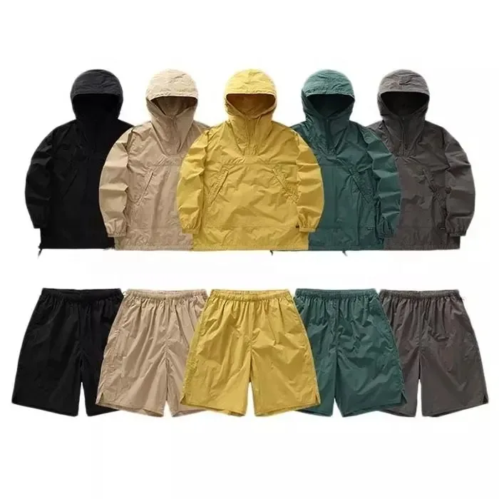 YUTHENTIC♥Twoway pleated onepiece shortsleeved jacket Summer OEM Two Piece Zip up Jacket Short Nylon Men Sports