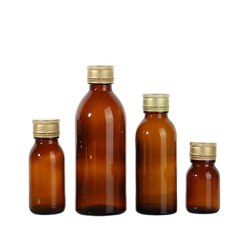 Botol Obat Kaca Amber Brown Kapasitas Berbeda Botol Solusi Lisan untuk dijual