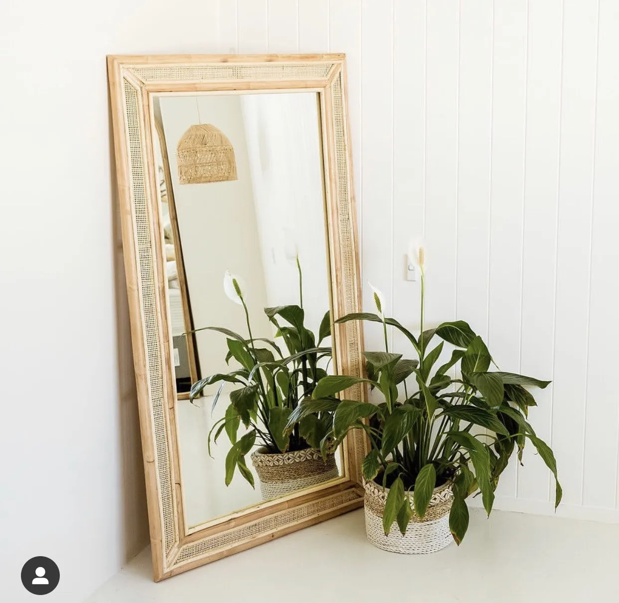 Wholesale Vintage Rattan Ladder Floor Stand Dressing Mirror Full Length