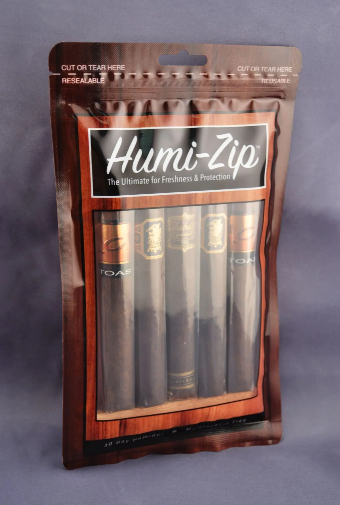 Compound Single Pouch Custom Printed Humidity Ziplock Cigar Wraps Packaging Bag