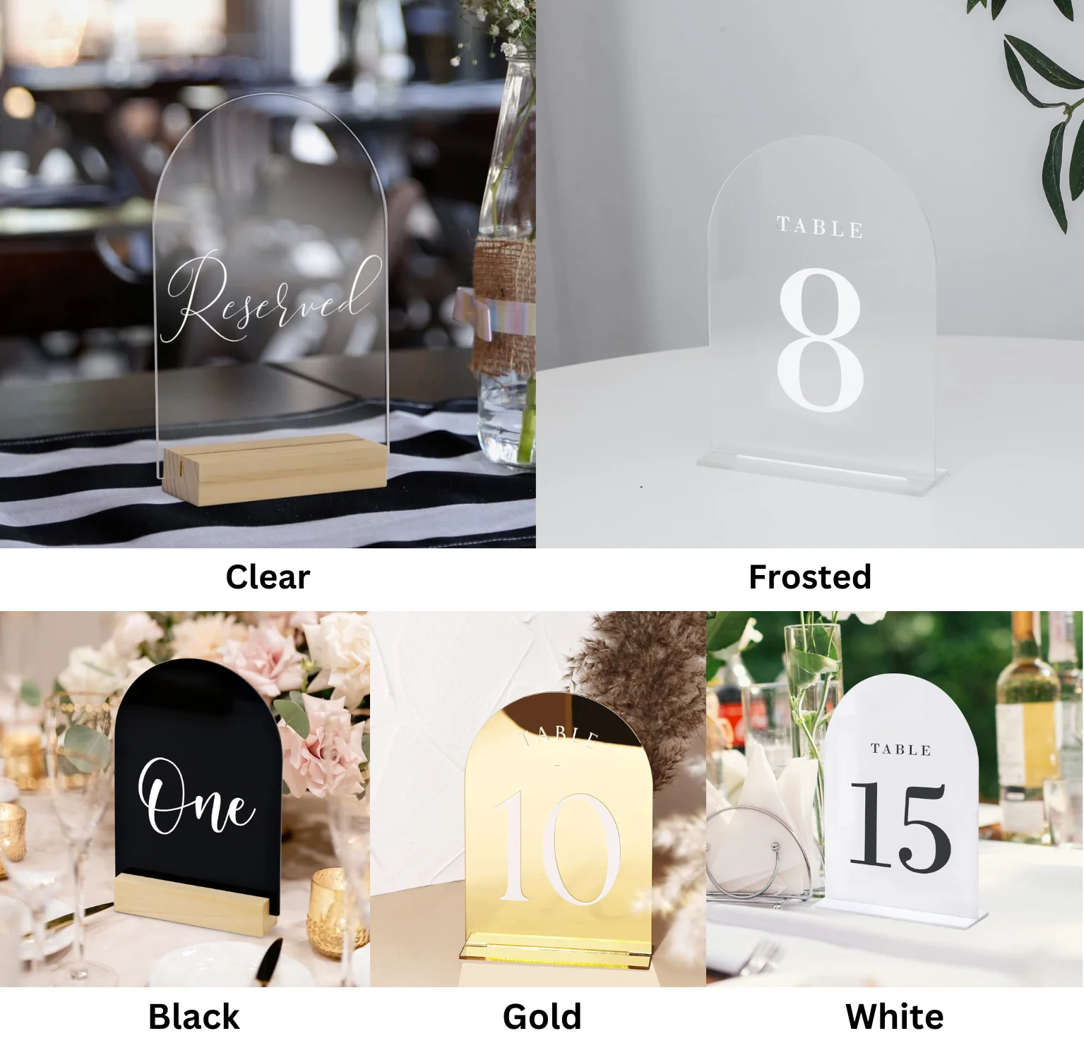 Clear Acrylic Wedding Number Sign With Stand Holder For Custom Cards