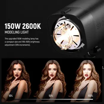 NEEWER 2 Pack S101-300W PRO 600Ws Studio Moonlight Flash Light Kit detail image