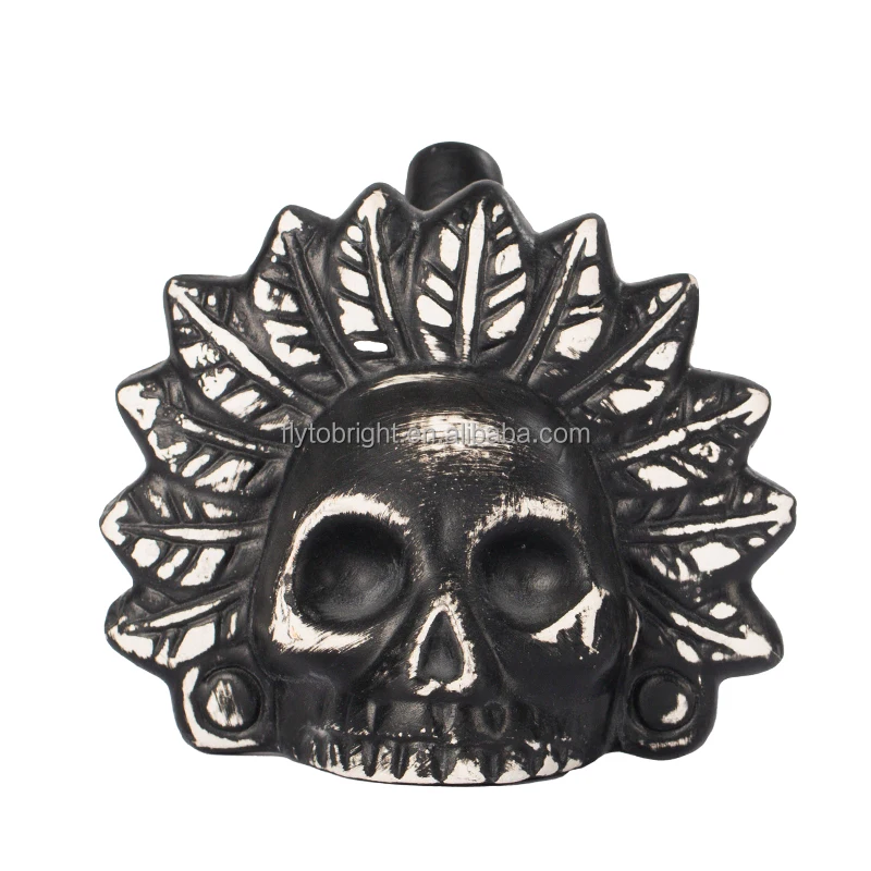 Sifflet De La Mort Sifflet De Mort Aztèque - Forme Crâne De Corbeau - Son Cri Humain 125 DB - Avec Sac Et Cordon - Collection, Halloween, Cadeau