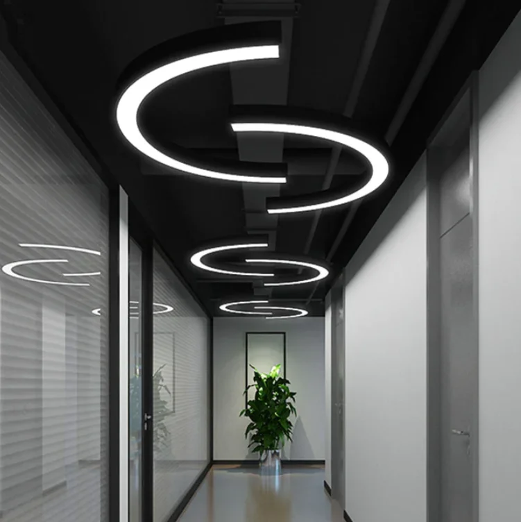 ECOJAS Professional Customize Office Round Circle Gym Hairdressing Clothing Store Pendant Lamp Indoor Lighting Led Chandelier