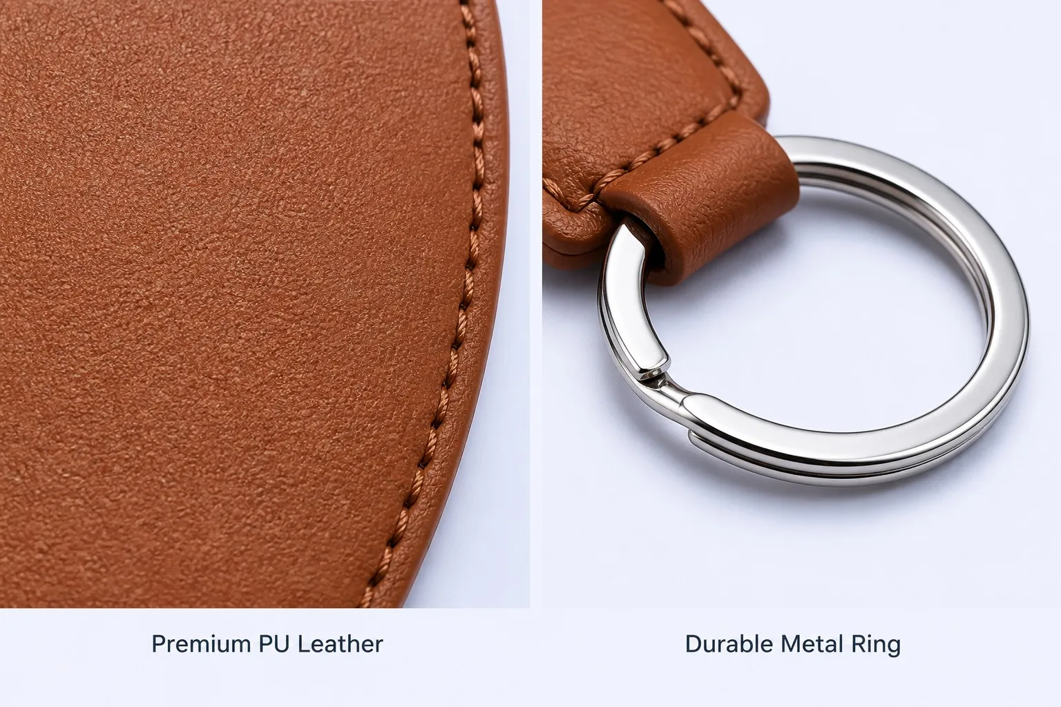 Model holding PU leather keychain - lifestyle showcase