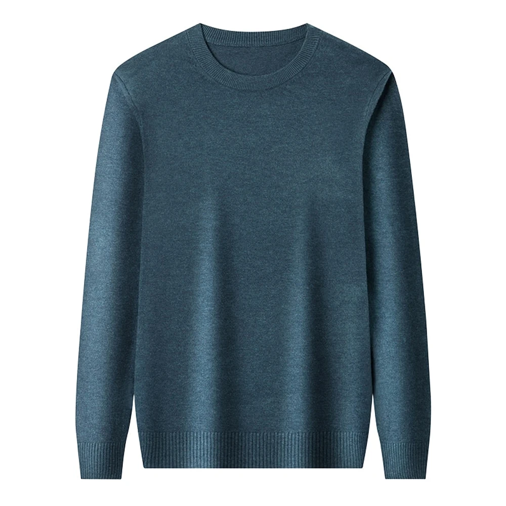 Knit Sweater For Mens Solid Color Casual Round Neck Pullover Sweater ...