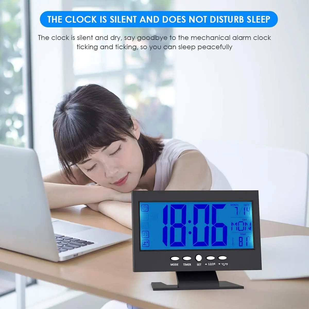 World Time Creative Large Screen Modern Large Digital Desk Alarm Clock With LCD LED Backlight Snooze