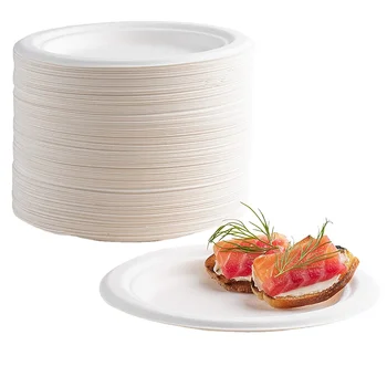 Sugarcane Bagasse Paper Pulp Mould Biodegradable Plates Bulk Disposable ...