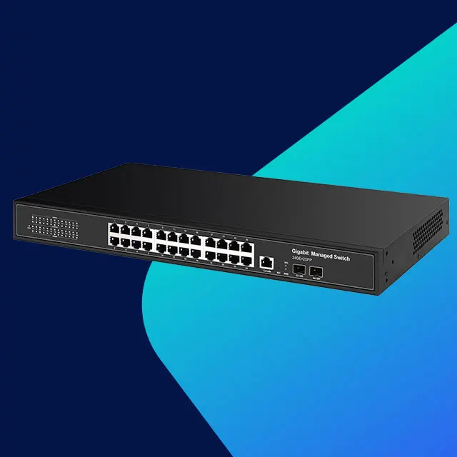 VLAN QoS 24-Port Gigabit L2 Managed Switch with 2x10G SFP+ Uplinks for Office School Hotel